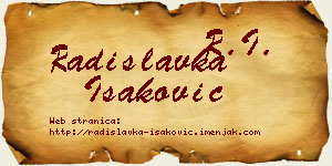 Radislavka Isaković vizit kartica